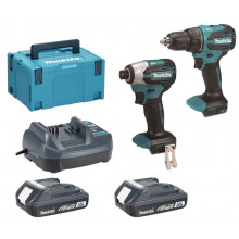 Makita DLX2577V01 Kit d'outils sans fil DDF490+DTD158 Li-Ion LXT (2×2,0 Ah/18V), Makpac