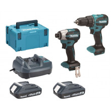 Makita DLX2580V01 Kit d'outils sans fil DHP490+DTD158 Li-Ion LXT (2×2,0 Ah/18V), Makpac