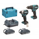 Makita DLX2580V01 Kit d'outils sans fil DHP490+DTD158 Li-Ion LXT (2×2,0 Ah/18V), Makpac