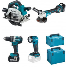 Makita DLX4154TJ Kit d'outils sans fil DHP484+DGA513+DHS661+DML815+(2x18V/2x5,0Ah)+(2xMP)