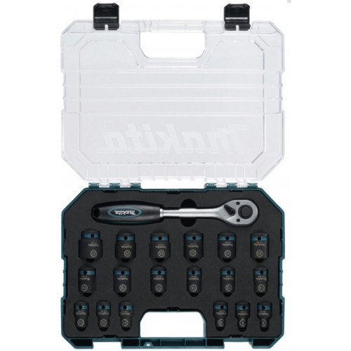 Makita E-30069 Coffret de douilles Impact Black 1/2", 19 pieces avec cliquet Makita E-30069 Coffret de douilles Impact Black 1/2", 19 pieces avec cliquet