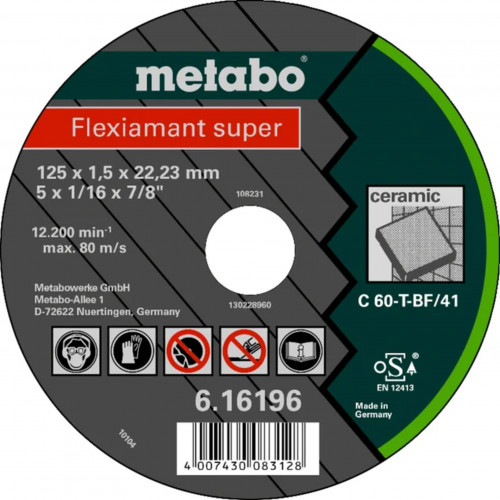 Metabo Flexiamant super 125 x 1,5 x 22,23 céramique,TF41 616196000 Metabo Flexiamant super 125 x 1,5 x 22,23 céramique,TF41 616196000
