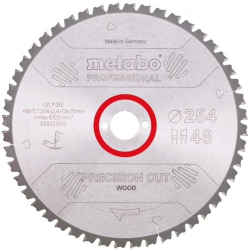 Metabo Lame de scie « precision cut wood -professional », 254x30, Z60 WZ 5° nég. 628222000 Metabo Lame de scie « precision cut wood -professional », 254x30, Z60 WZ 5° nég. 628222000