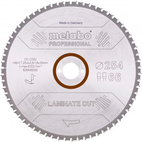 Metabo Lame de scie « laminate cut - professional », 254x30 Z66 FZ/TZ 0° 628446000 Metabo Lame de scie « laminate cut - professional », 254x30 Z66 FZ/TZ 0° 628446000