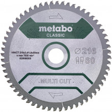 Metabo Lame de scie circulaire "Multi Cut Classic" 216x30 Z60 FZ/TZ 5°NEG /B 628655000