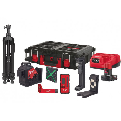 Milwaukee M12 3PLKIT-401P Laser vert 3 lignes 360° 4933478960