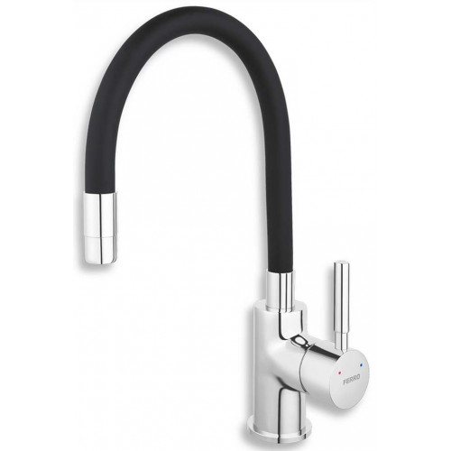 NOVASERVIS FERRO Robinetterie d’évier avec bec flexible, noir/chrome 70710,0C