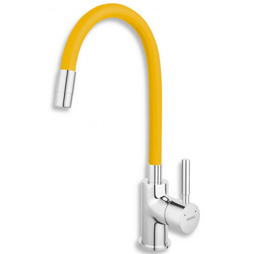 NOVASERVIS FERRO Robinetterie d’évier avec bec flexible, jaune/chrome 70710,0ZL