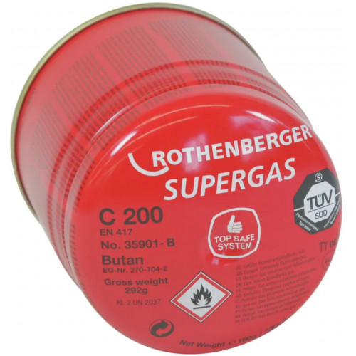 Rothenberger Cartouche de gaz C200 Supergas 190 g avec systeme de sécurité 035901-B Rothenberger Cartouche de gaz C200 Supergas 190 g avec systeme de sécurité 035901-B