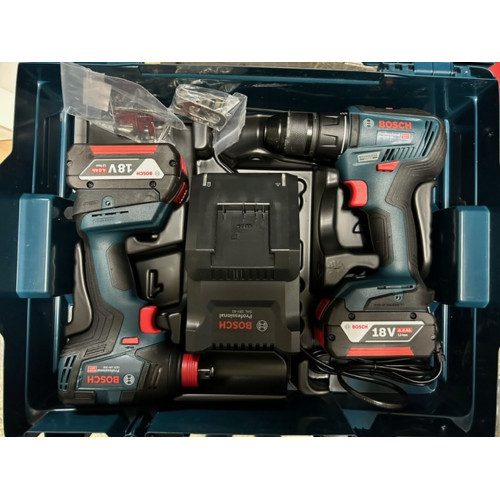 Kit BOSCH : GDX 18V-200 + GSR 18V-50 + 2× GBA 18V 4.0Ah + GAL 18V-40 en L- BOXX 06019J2220