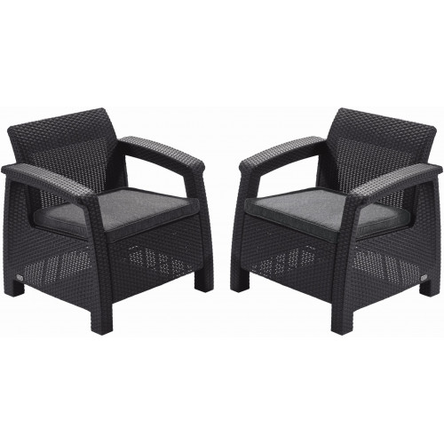 ALLIBERT CORFU DUO Set de 2 chaises de jardin, 75 x 70 x 79cm, graphite/gris 17197993