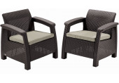 ALLIBERT CORFU DUO Set de 2 chaises de jardin, 75 x 70 x 79cm, marron/beige 17197993