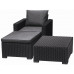 ALLIBERT MOOREA Ensemble de jardin (table, fauteuil, pouf), rotin, graphite/gris 17200418
