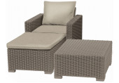 ALLIBERT MOOREA Ensemble de jardin (table, fauteuil, pouf), rotin,cappuccino/sabl 17200418