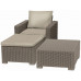 ALLIBERT MOOREA Ensemble de jardin (table, fauteuil, pouf), rotin,cappuccino/sabl 17200418
