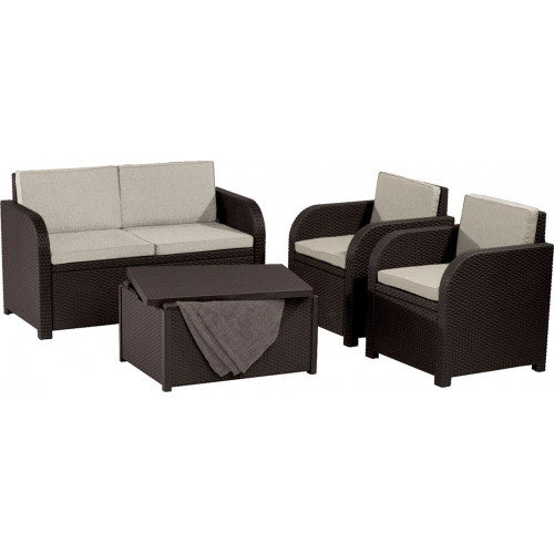 ALLIBERT MODENA Ensemble de salon avec table de stockage, marron/beige 17200463