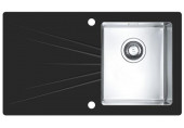 ALVEUS KARAT 10 Évier de cuisine acier / verre, 860 x 500 mm, cuve a droite, noir 1103657