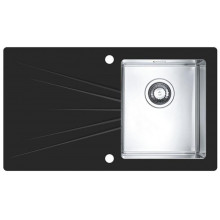 ALVEUS KARAT 10 Évier de cuisine acier / verre, 860 x 500 mm, cuve a droite, noir 1103657