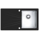 ALVEUS KARAT 10 Évier de cuisine acier / verre, 860 x 500 mm, cuve a droite, noir 1103657
