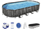 BESTWAY Power Steel Piscine hors sol ovale décor bois, 732 x 366 x 122 cm 5611T