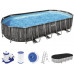 BESTWAY Power Steel Piscine hors sol ovale décor bois, 732 x 366 x 122 cm 5611T