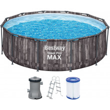BESTWAY Steel Pro Max Piscine hors sol ronde décor bois 366 x 100 cm, 5614X