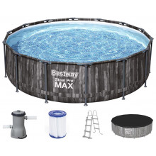 BESTWAY Steel Pro Max Piscine hors sol ronde décor bois, 427 x 107 cm 5614Z