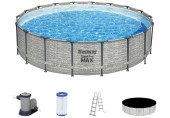 BESTWAY Steel Pro Max Piscine hors sol ronde effet pierre, 549 x 122 cm 5618Y