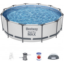 BESTWAY Steel Pro Max Ensemble de piscine 366x100 cm, filtration a cartouche + toit 5619N