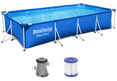 BESTWAY Steel Pro Piscine hors sol rectangulaire, 400 x 211 x 81 cm, avec pompe 56424