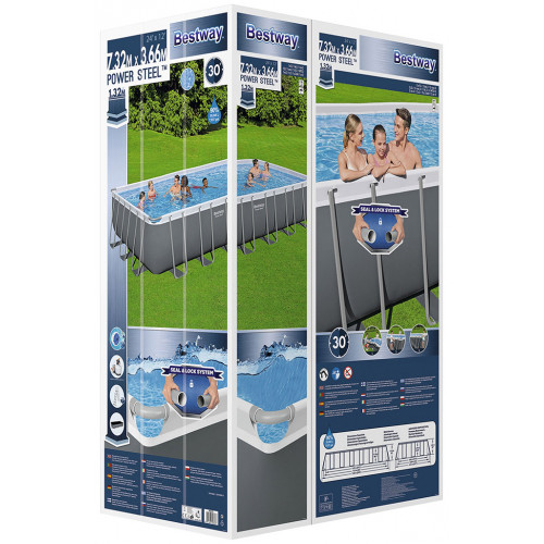 BESTWAY Power Steel Piscine hors sol rectangulaire, 732 x 366 x 132 cm 56475