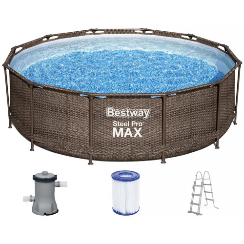 BESTWAY Steel Pro Max Piscine hors sol ronde effet rotin, 366 x 100 cm 56709