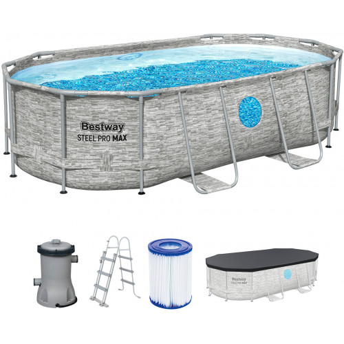 BESTWAY Power Steel Swim Vista Piscine hors sol ovale, 427 x 250 x 100 cm 56714