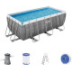 BESTWAY Power Steel Piscine hors sol rectangulaire effet rotin, 412 x 201 x 122 cm 56722