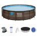 BESTWAY Power Steel Swim Vista Piscine hors sol ronde effet bois, 488 x 122 cm 56725