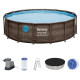 BESTWAY Power Steel Swim Vista Piscine hors sol ronde effet bois, 488 x 122 cm 56725