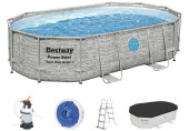 BESTWAY Power Steel Swim Vista Piscine hors sol ovale, 488 x 305 x 107 cm 56946