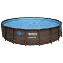 BESTWAY Power Steel Swim Vista Piscine hors sol ronde effet bois, 549 x 122 cm 56977