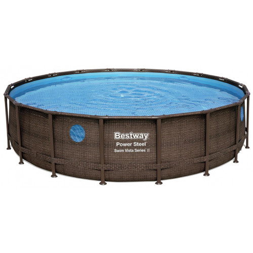 BESTWAY Power Steel Swim Vista Piscine hors sol ronde effet bois, 549 x 122 cm 56977