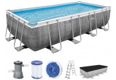 BESTWAY Power Steel Piscine hors sol rectangulaire effet rotin, 488 x 244 x 122 cm 56996