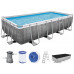 BESTWAY Power Steel Piscine hors sol rectangulaire effet rotin, 488 x 244 x 122 cm 56996