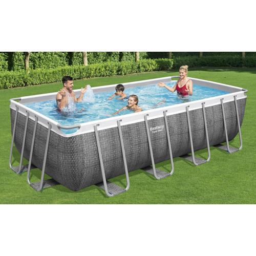 BESTWAY Power Steel Piscine hors sol rectangulaire effet rotin, 488 x 244 x 122 cm 56996