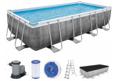 BESTWAY Power Steel Piscine hors sol rectangulaire effet rotin, 549 x 274 x 122 cm 56998