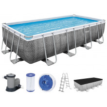 BESTWAY Power Steel Piscine hors sol rectangulaire effet rotin, 549 x 274 x 122 cm 56998