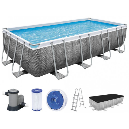 BESTWAY Power Steel Piscine hors sol rectangulaire effet rotin, 549 x 274 x 122 cm 56998