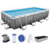 BESTWAY Power Steel Piscine hors sol rectangulaire effet rotin, 549 x 274 x 122 cm 56998