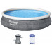 BESTWAY Fast Set Piscine hors sol motif rotin gris, 396 x 84 cm, avec pompe 57376