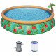 BESTWAY Fast Set Piscine hors sol motif fleurs tropicales, 457 x 84 cm, avec pompe 57416