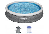 BESTWAY Fast Set Piscine hors sol ronde effet rotin, 366 x 76 cm, avec pompe 57445