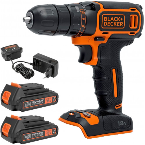 Black & Decker BDCDC18B Perceuse-Visseuse sans fil 30Nm Li-Ion (2x1,5Ah/18V)